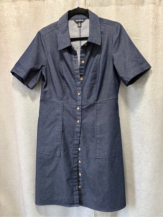 Nina Leonard Dresses & Skirts - Nina Leonard Navy Blue Button-Front Midi Shirt Dress